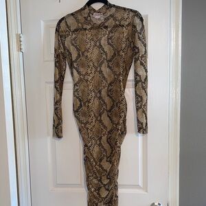 Women’s Madrag Sheer Snakeskin Long Sleeve Dress